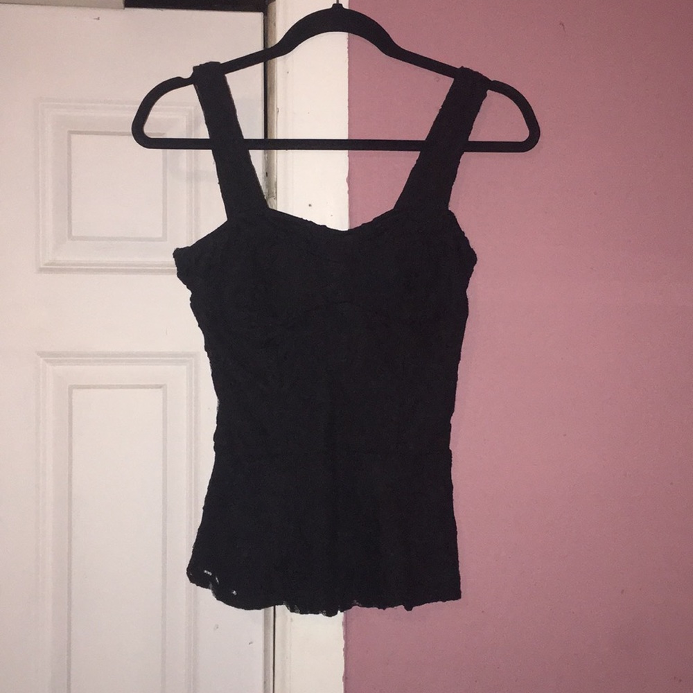 Black Lace Peplum Top